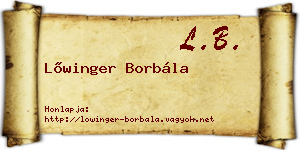 Lőwinger Borbála névjegykártya